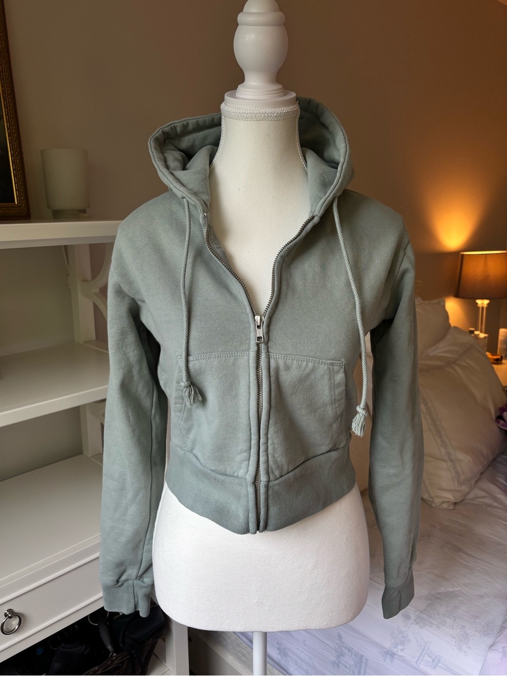 Brandy Melville Sage Green Zip-Up Hoodie